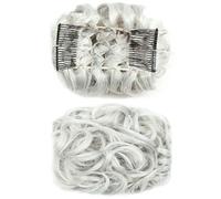 Bollos desordenados de cabello humano Extensión de moño, bandeja for platos, postizos de cola de caballo for mujeres, postizo de moño desordenado, pelo sintético Updo rizado, pinzas de peine de extens