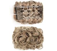 Bollos desordenados de cabello humano Extensión de moño, bandeja for platos, postizos de cola de caballo for mujeres, postizo de moño desordenado, pelo sintético Updo rizado, pinzas de peine de extens