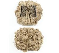 Bollos desordenados de cabello humano Extensión de moño, bandeja for platos, postizos de cola de caballo for mujeres, postizo de moño desordenado, pelo sintético Updo rizado, pinzas de peine de extens
