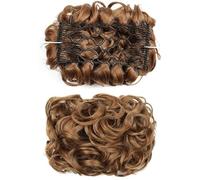 Bollos desordenados de cabello humano Extensión de moño, bandeja for platos, postizos de cola de caballo for mujeres, postizo de moño desordenado, pelo sintético Updo rizado, pinzas de peine de extens