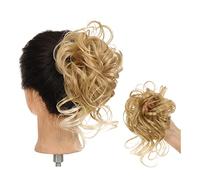 Bollos desordenados de cabello humano Extensión de postizos de moño rizados largos y desordenados con banda elástica for cabello rizado, moño de pelo sintético for mujeres Pieza de pelo de moño(Color: