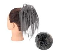 Bollos desordenados de cabello humano Extensiones de cabello de moño desordenado con Clip de garra sintética, moño esponjoso, moño de pelo rubio negro, postizo Natural falso for mujer Pieza de pelo de