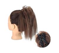 Bollos desordenados de cabello humano Extensiones de cabello de moño desordenado con Clip de garra sintética, moño esponjoso, moño de pelo rubio negro, postizo Natural falso for mujer Pieza de pelo de