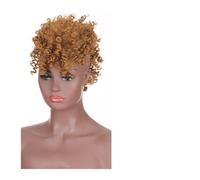 Bollos desordenados de cabello humano Extensiones de cabello Mohawk con clip for mujeres negras, extensiones de cola de caballo de moño de pelo alto con flequillo sintético corto rizado Pieza de pelo