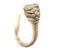 Bollos desordenados de cabello humano Extensiones de moño de 20 pulgadas, cola de caballo sintética con cordón, Clip en extensión de cabello, cola de caballo, trenza de espina de pescado negra Natural