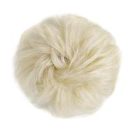 Bollos desordenados de cabello humano Extensiones de pelo de moño desordenado, postizo de moño sintético ondulado rizado con banda de goma, moño de pelo de donut for mujeres y niñas Pieza de pelo de m
