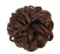 Bollos desordenados de cabello humano Extensiones de pelo de moño desordenado, postizo de moño sintético ondulado rizado con banda de goma, moño de pelo de donut for mujeres y niñas Pieza de pelo de m