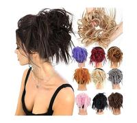 Bollos desordenados de cabello humano Messy Fluffy Hair Bun Chignon, Tousled Updo Hairpiece Ponytail Extension con banda elástica, Scrunchies sintéticos Ponytail Hairpieces for mujeres Pieza de pelo d