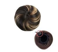 Bollos desordenados de cabello humano Moño de Ballet falso con cordón for mujeres y niñas, moño de pelo sintético, moño recto, moño de rosquilla sintético Pieza de pelo de moño (Color : 004)