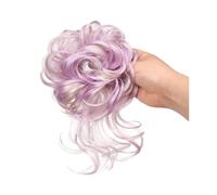 Bollos desordenados de cabello humano Moño de donut rizado sintético for mujer, con banda elástica, Scrunchies, moño de pelo desordenado, extensiones de postizos Updo for mujer Pieza de pelo de moño(C