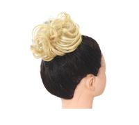 Bollos desordenados de cabello humano Moño de pelo sintético desordenado for mujer, banda for el pelo falso, cola de postizo elástica trenzada, envoltura sintética, cola de caballo rizada Pieza de pel
