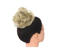 Bollos desordenados de cabello humano Moño de pelo sintético desordenado for mujer, banda for el pelo falso, cola de postizo elástica trenzada, envoltura sintética, cola de caballo rizada Pieza de pel