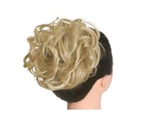 Bollos desordenados de cabello humano Moño de pelo sintético desordenado for mujer, banda for el pelo falso, cola de postizo elástica trenzada, envoltura sintética, cola de caballo rizada Pieza de pel