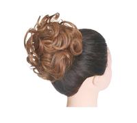 Bollos desordenados de cabello humano Moño de pelo sintético desordenado for mujer, banda for el pelo falso, cola de postizo elástica trenzada, envoltura sintética, cola de caballo rizada Pieza de pel