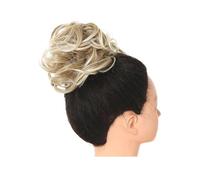 Bollos desordenados de cabello humano Moño de pelo sintético desordenado for mujer, banda for el pelo falso, cola de postizo elástica trenzada, envoltura sintética, cola de caballo rizada Pieza de pel