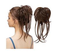 Bollos desordenados de cabello humano Moño rizado sintético elástico for uso diario, postizos, Scrunchie, negro, Rubio, marrón, pelo falso Natural, banda Updo Donut Pieza de pelo de moño(Color:8B)