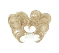 Bollos desordenados de cabello humano Moño sintético desordenado for mujer, peine lateral con Clip, moño de pelo Natural, liso, versátil, estilos ajustables Pieza de pelo de moño(Color:Ash Blonde)
