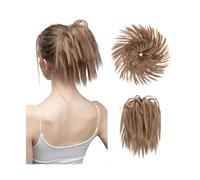 Bollos desordenados de cabello humano Pelo sintético falso moño desordenado moño banda elástica Flexible Scrunchy Scrunchie extensión sintética postizo rizado Pieza de pelo de moño(Color:12-24)