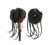 Bollos desordenados de cabello humano Pieza de moño de pelo desordenado, coleteros largos Updo, extensión de cola de caballo, postizos ondulados, diadema de moño Pieza de pelo de moño(Color:Chocolate