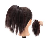 Bollos desordenados de cabello humano Postizo recto sintético Extensiones de moño de cola de caballo completamente cortas, Extensión de cola de caballo de moño de pelo, Accesorios con banda elástica E
