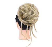 Bollos desordenados de cabello humano Scrunchies con banda elástica for el pelo for mujer, moño desordenado, extensiones de moño de pelo sintético largo y despeinado, cabello ondulado, postizos de col