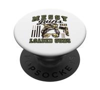 Bollos desordenados y Armas cargadas Funny Patriotic Pro Gun Women PopSockets PopGrip Adhesivo