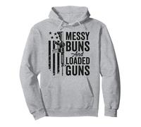 Bollos desordenados y Pistolas cargadas - Divertido Camuflaje para Mujer Sudadera con Capucha