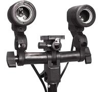 BOLLUMA 2 en 1 E27 Trípode doble portalámparas, soporte para lámpara, incluye soporte para paraguas para estudio fotográfico, vídeo, softbox, paraguas, flash