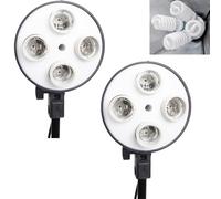 BOLLUMA 2 Paquetes 4 en 1 E27 trípode Doble portalámparas portalámparas Soporte para fotografía Estudio Foto vídeo softbox