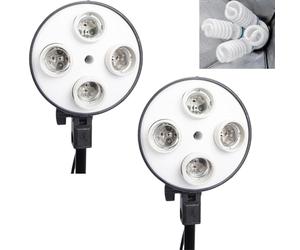 BOLLUMA 2 Paquetes 4 en 1 E27 trípode Doble portalámparas portalámparas Soporte para fotografía Estudio Foto vídeo softbox