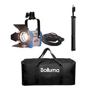BOLLUMA Fresnel - Proyector de luz continua de tungsteno (150 W, con trípode, lámpara halógena y bolsa de transporte, para YouTube, vídeo, película, publicidad, televisión especial, fotografía digital