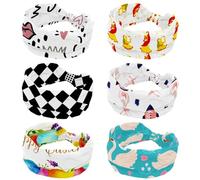 Bollywood Dance - Paquete de 6 diademas anchas para mujer, antideslizantes, deportivas, elásticas, diadema ancha para yoga, entrenamiento, uso diario