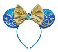 Bolonar Diadema de orejas de ratón para mujeres adultas, diadema de princesa azul con cuentas y orejas de lentejuelas