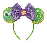 Bolonar Diadema de orejas de ratón para mujeres adultas, diadema de rana verde con cuentas y orejas de lentejuelas