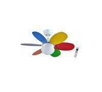 Bastilipo - Bolonia Dc, Ventilador De Techo Con Motor Dc, Mando A Distancia, 75cm, 6 Aspas, Multicolor/ Blanco, Luz Led 3 Tonos, Chasis Ba