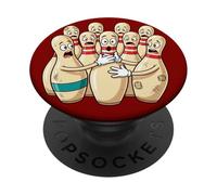 Bolos de Bolos de Dibujos Animados con Miedo Bolos Deportivos Divertidos PopSockets PopGrip Adhesivo
