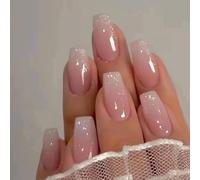 Boloshine 24 Piezas Uñas Postizas Media, Rosa Brillante y Lechosa Cobertura Completa Press on Nails Uñas Artificiales Acrílico Manicura para Mujer Niñas Arte Uñas DIY