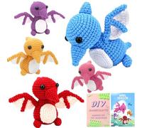 BoloShine Kit Ganchillo Principiantes Completo Crochet Amigurumi, Animales Agujas Crochet Kit Bricolaje, Suministros Tejido Animales Ganchillos Felpa con Instrucciones Paso-Pterosaurio