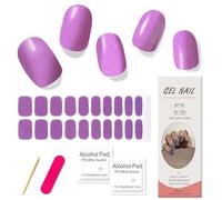Boloshine Tiras de Uñas de Gel Semi-Curado, 20Pcs Envoltura Completa Uñas Gel Pegatinas UV, Brillantina Autoadhesivas Manicura Francesa Nail Stickers Requiere Lámpara UV/LED - Amor de Las Violetas