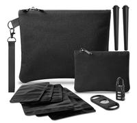 Bolsa a prueba de olores: contenedor pequeño y grande a prueba de olores + 2 tubos Doob + 6 bolsas a prueba de olores y cerradura, bolsa para accesorios de fumar, Black, 2 Pack: Small + Large,