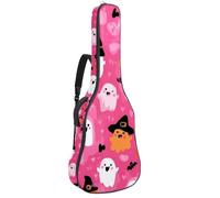 Bolsa acolchada para guitarra acústica con diseño de fantasmas de Halloween sobre fondo rosa, funda protectora para guitarra acústica, bajo eléctrico, guitarra clásica, Multicolor 01, 42.9x16.9x4.7 in