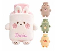 Bolsa Agua Caliente 1L Personalizada Bordado, bolsa de agua caliente (Rosa) | Alivio menstrual, cervical y lumbar. Frío y calor. Caucho natural. Peluche suave. 4 colores. Regalo único.
