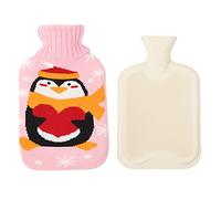 Bolsa agua caliente con funda,funda punto suave,a prueba fugas,0,5 L,de PVC,bolsa agua caliente con tapa,calor a largo plazo,alivio del dolor,gran regalo paramujeres,hombres ni?os,color rosa C