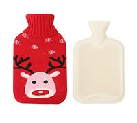 Bolsa agua caliente con funda,funda punto suave,a prueba fugas,1 L,de PVC,bolsa agua caliente con tapa,calor a largo plazo,alivio del dolor,gran regalo paramujeres,hombres ni?os,color rojo H