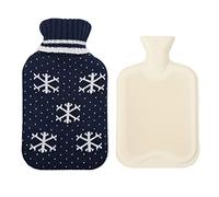 Bolsa agua caliente con funda,funda punto suave,a prueba fugas,1 L,de PVC,bolsa agua caliente con tapa,calor a largo plazo,alivio del dolor,gran regalo paramujeres,hombres ni?os,azulmarino B