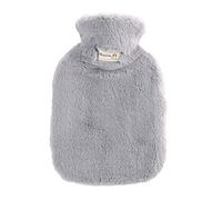 Bolsa agua caliente con funda suave,1000ml,gran cantidad llenado,de goma,con suave peluche,calentador demanos,bolsa calor PVC para aliviar el dolor,gran regalo paramujeres,hombres ni?os,gris claro