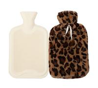 Bolsa agua caliente grande 2 l con funda piel punto,bolsa agua PVC,bolsa agua caliente,con funda paramantener el calor,alivio del dolor,calentador demanos para ni?os adultos,marrón leopardo