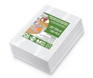 Bolsa al vacío de alimentos, bolsas para hacer el vacío de aire en relieve adecuado para cualquier máquina al vacío, para la conservación de alimentos y la cocción, sin BPA(100 bolsitas, 20 x 30 cm)