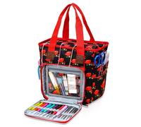 Bolsa Almacenamiento Ganchillo Bolsa de Almacenamiento for Lanas, Bolsa Tela Oxford 600D, Mano for Tejer, Color Rojo, Accesorios for Herramientas Costura