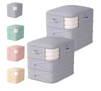 Bolsa autocomprimible Hueborne for guardar edredones: bolsa grande de triple capa que ahorra espacio y se comprime sin vacío for ropa de cama, edredones y plumíferos(2PCS-gray)